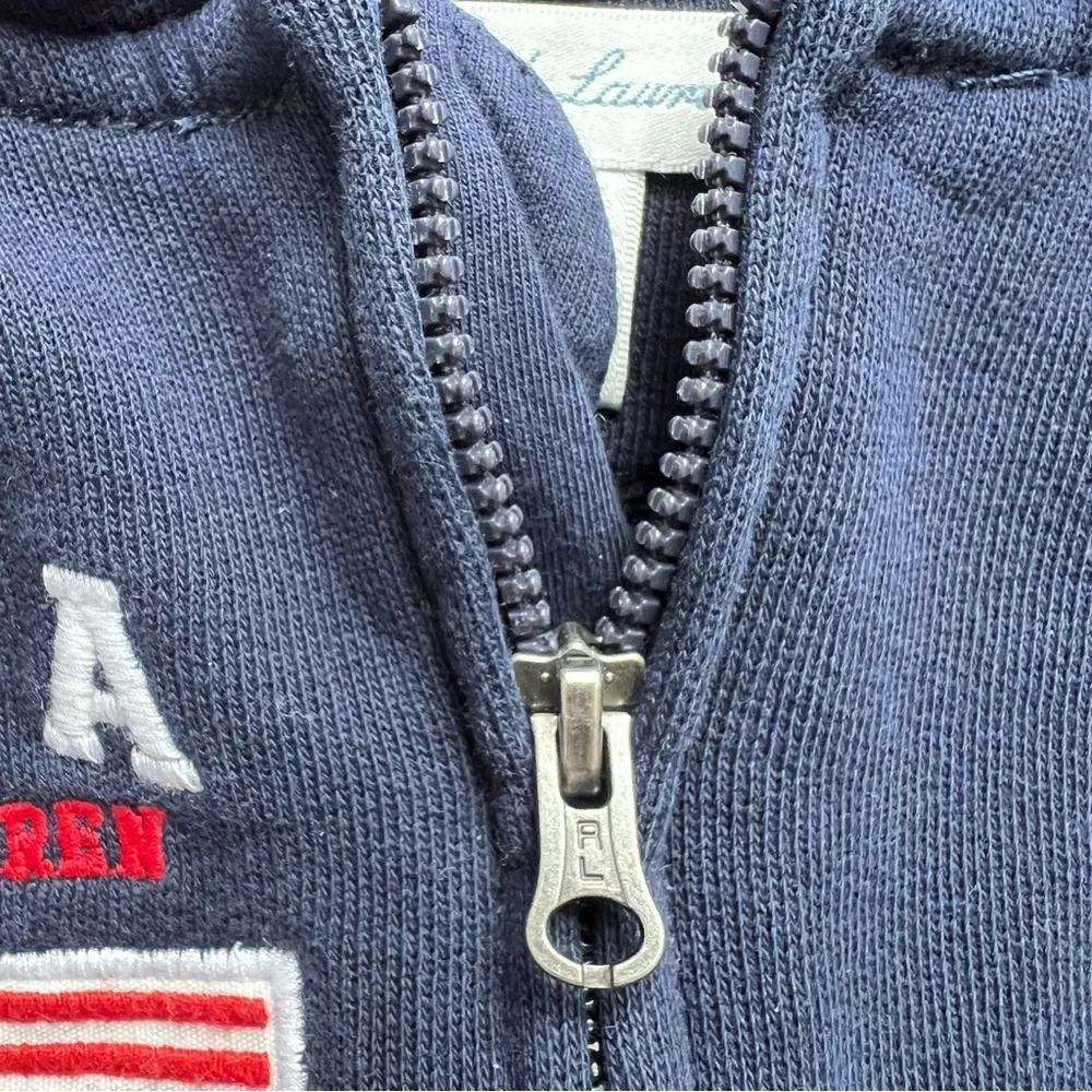 RALPH LAUREN Navy and White Stripe Hoodie, 12mo